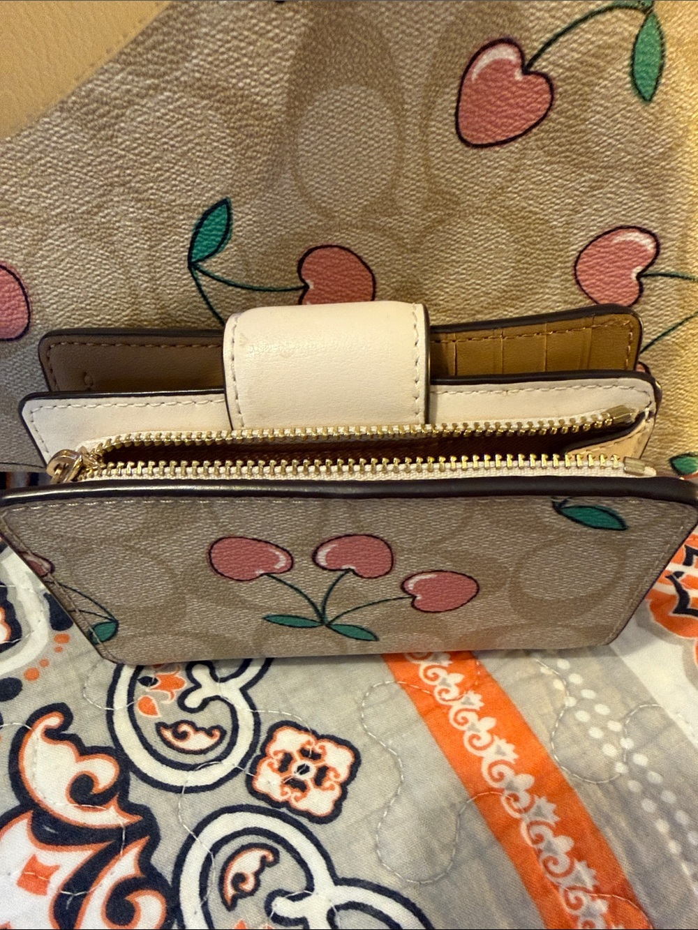 Coach Beige Tote with Pink Cherry Print - Picture 4 of 6